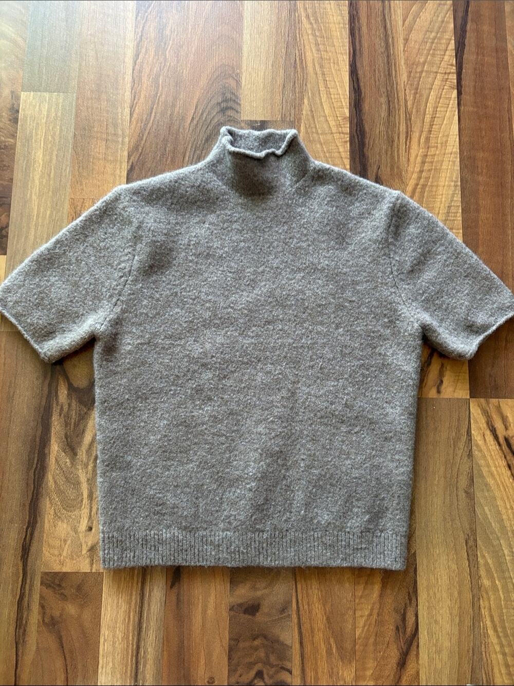 Zara Woman’s Short-Sleeve Turtleneck Sweater in Taupe Size S